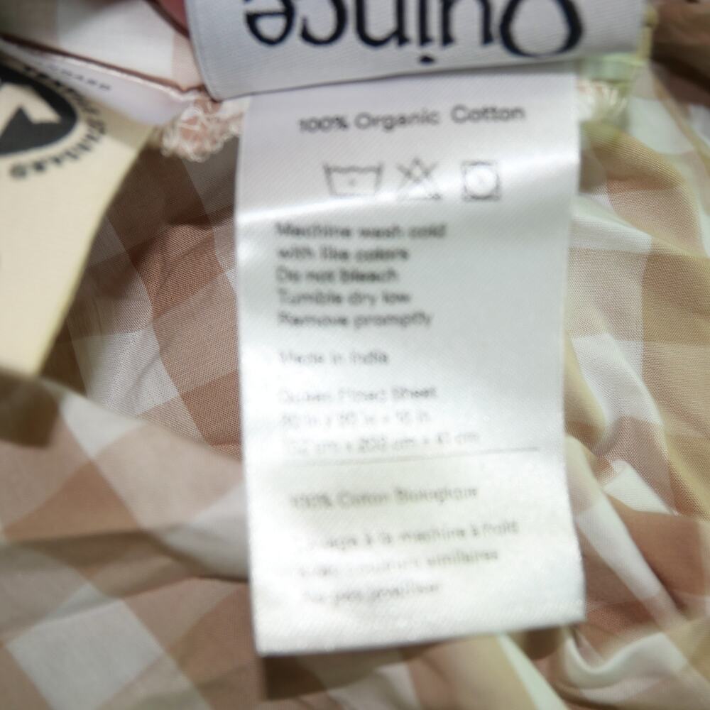 NEW Quince  QUEEN 3 Piece Crisp Percale Gingham Fitted Sheet Set Cafe Brown - Picture 7 of 7